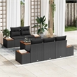 vidaXL Poly Rattan Sofa Set with Cushions in Black