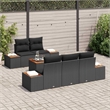vidaXL Poly Rattan Sofa Set with Cushions in Black
