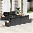 vidaXL Poly Rattan Sofa Set with Cushions in Black