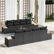 vidaXL Poly Rattan Sofa Set with Cushions in Black