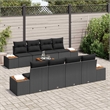 vidaXL Poly Rattan Sofa Set with Cushions in Black