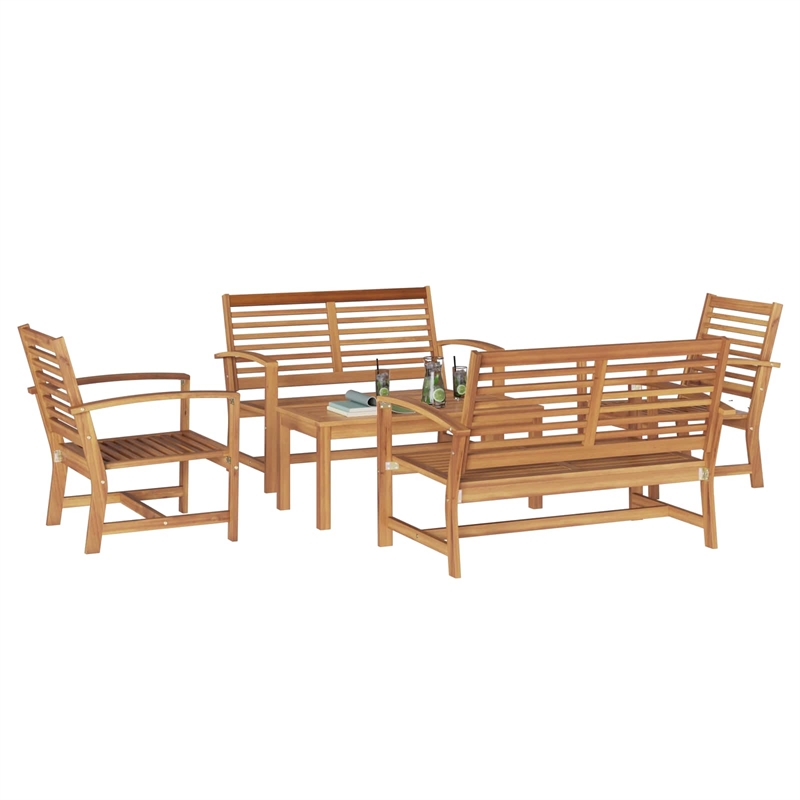 vidaXL Wood Sofa Set in Natural