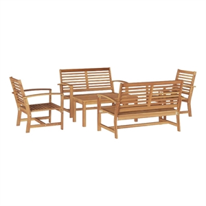 vidaXL Wood Sofa Set in Natural
