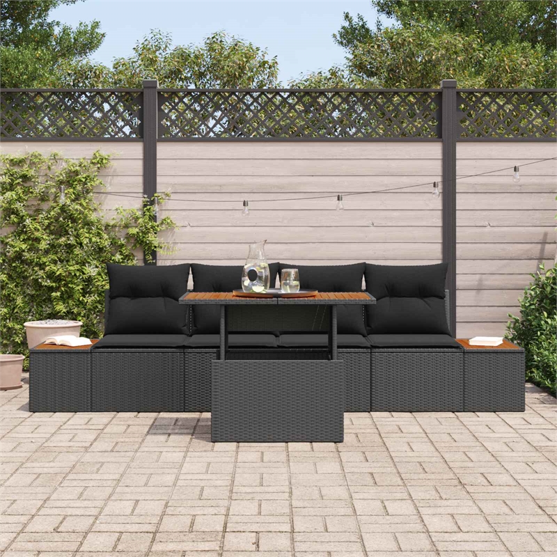 vidaXL Poly Rattan Sofa Set in Black