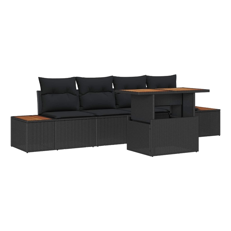 vidaXL Poly Rattan Sofa Set in Black
