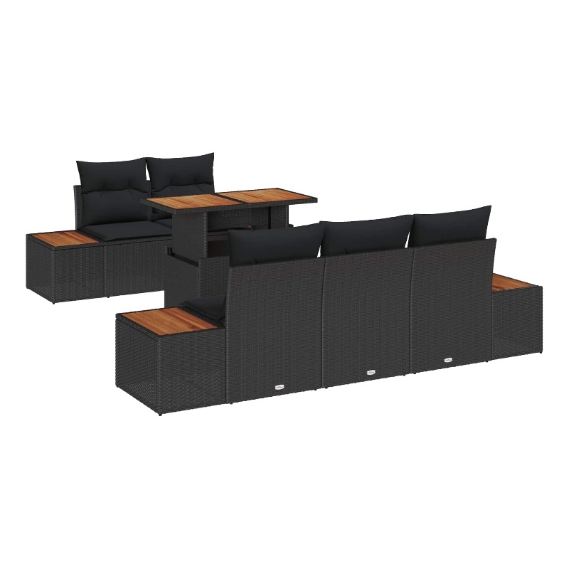 vidaXL Poly Rattan Sofa Set in Black