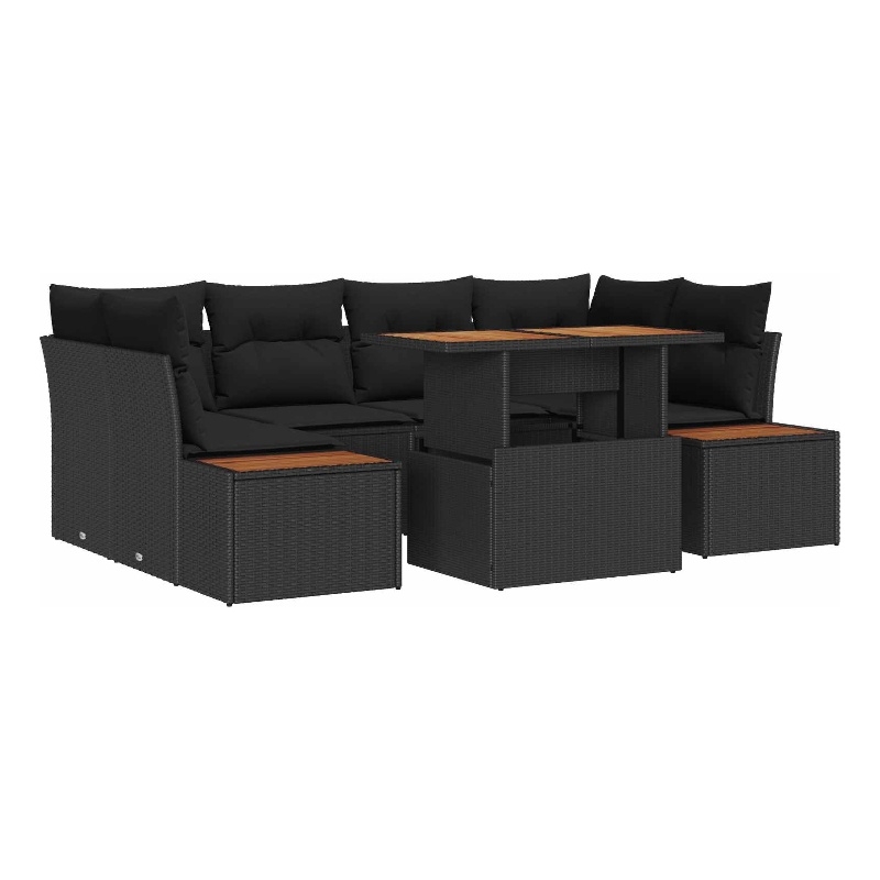 vidaXL Poly Rattan Sofa Set in Black