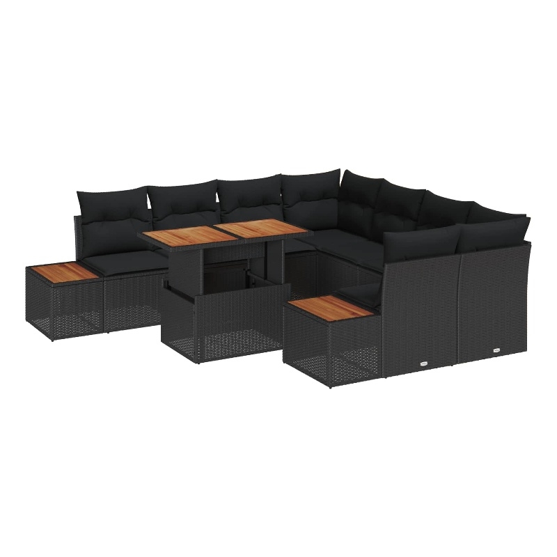 vidaXL Poly Rattan Sofa Set in Black
