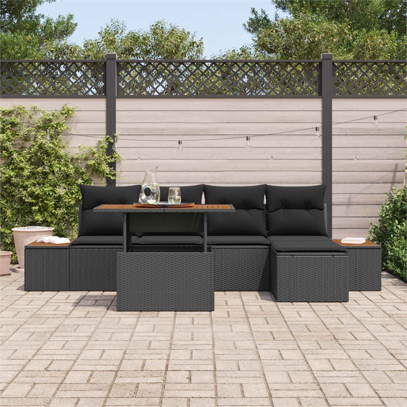 vidaXL Poly Rattan Sofa Set in Black