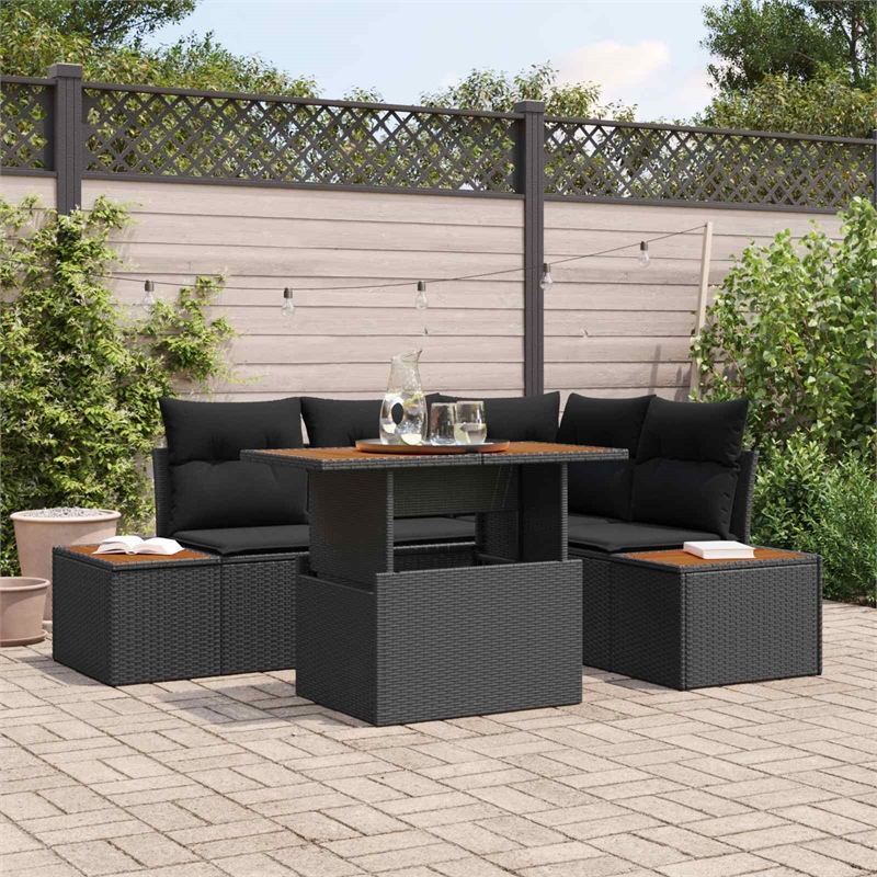 vidaXL Poly Rattan Sofa Set in Black
