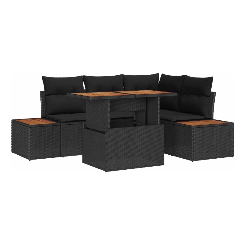 vidaXL Poly Rattan Sofa Set in Black