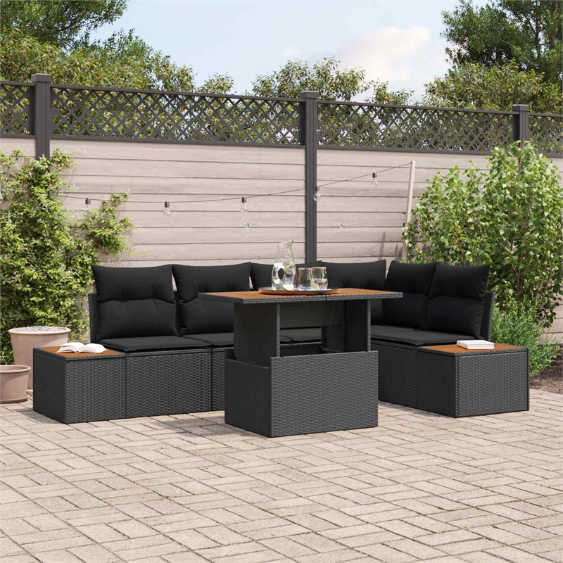 vidaXL Poly Rattan Sofa Set in Black
