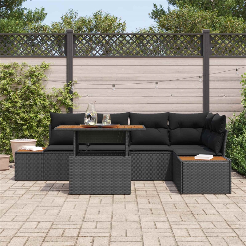 vidaXL Poly Rattan Sofa Set in Black