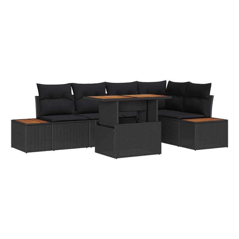 vidaXL Poly Rattan Sofa Set in Black