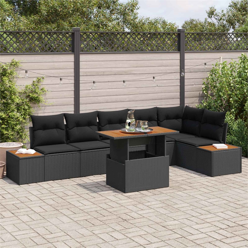 vidaXL Poly Rattan Sofa Set in Black