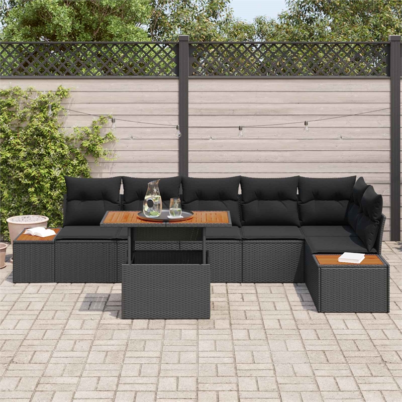 vidaXL Poly Rattan Sofa Set in Black