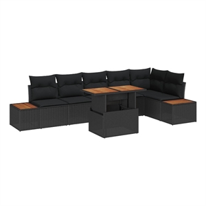 vidaXL Poly Rattan Sofa Set in Black