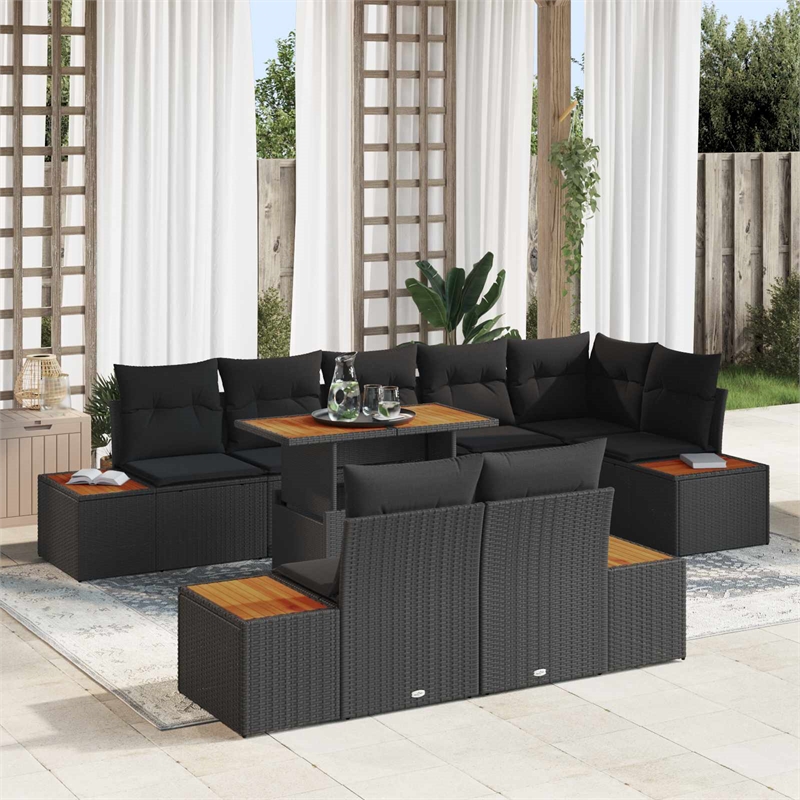 vidaXL Poly Rattan Sofa Set in Black