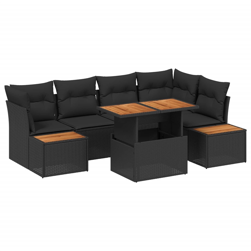 vidaXL Poly Rattan Sofa Set in Black
