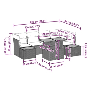 vidaXL Poly Rattan Sofa Set in Black
