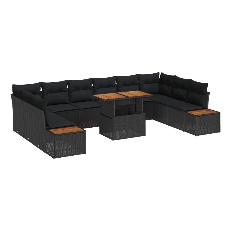 vidaXL Poly Rattan Sofa Set in Black