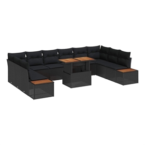 vidaXL Poly Rattan Sofa Set in Black