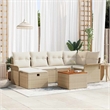 vidaXL Poly Rattan Sofa Set with Cushions in Beige