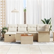vidaXL Poly Rattan Sofa Set with Cushions in Beige