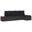 vidaXL Poly Rattan Sofa Set with Cushions in Black