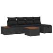 vidaXL Poly Rattan Sofa Set with Cushions in Black