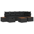 vidaXL Solid Acacia Wood Small Sofa Set with Cushions in Black