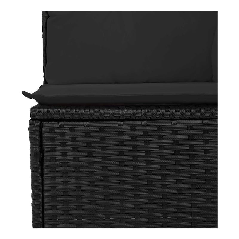 vidaXL Solid Acacia Wood Small Sofa Set with Cushions in Black