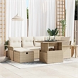 vidaXL Poly Rattan Sofa Set with Cushions in Beige