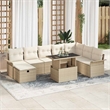 vidaXL Poly Rattan Small Sofa Set with Cushions in Beige