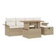 vidaXL Solid Acacia Wood Small Sofa Set with Cushions in Beige
