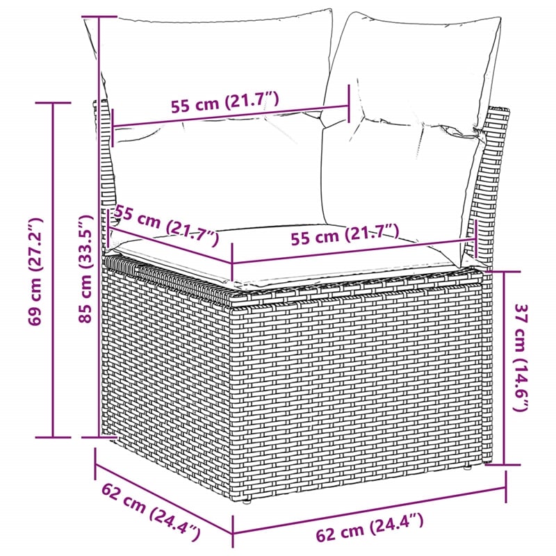 vidaXL Solid Acacia Wood Sofa Set in Black