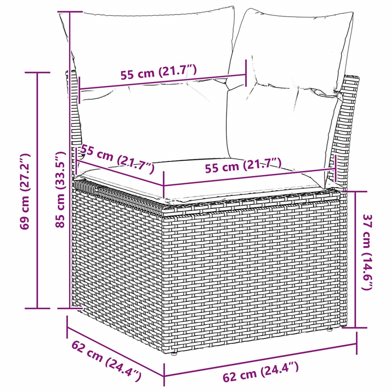 vidaXL Poly Rattan Small Sofa Set in Black
