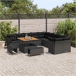 vidaXL Poly Rattan Small Sofa Set in Black