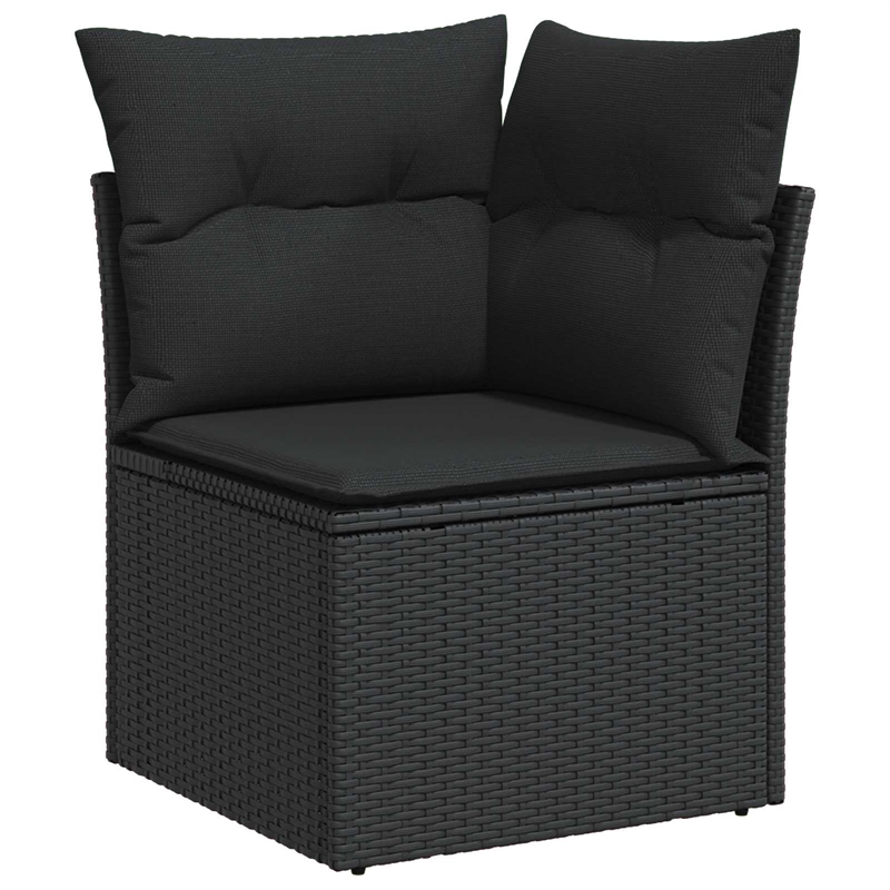 vidaXL Poly Rattan Small Sofa Set in Black