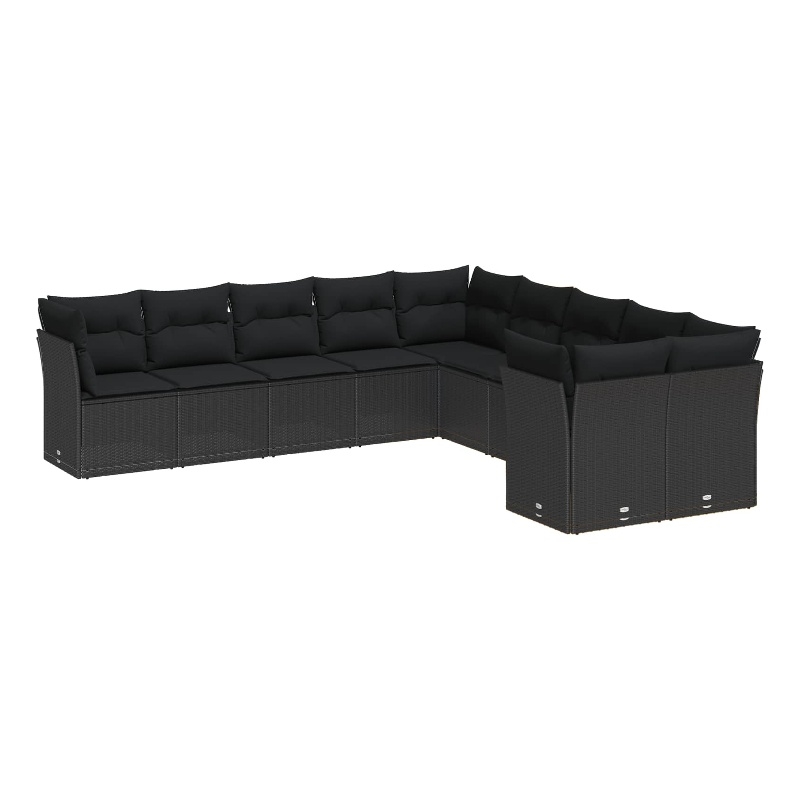 vidaXL Poly Rattan Small Sofa Set in Black