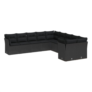 vidaXL Poly Rattan Small Sofa Set in Black