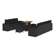 vidaXL Solid Acacia Wood Standard Sofa Set in Black