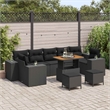 vidaXL Solid Acacia Wood Large Sofa Set in Black