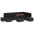 vidaXL Poly Rattan Sofa Set with Cushions in Black