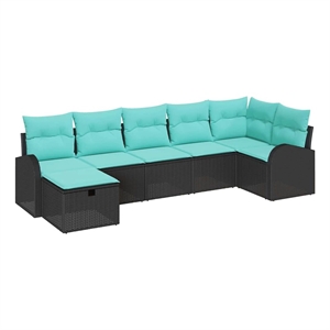 vidaXL Solid Acacia Wood Sofa Set with Cushions in Black