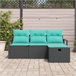 vidaXL Poly Rattan Sofa Set with Cushions in Black