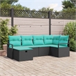 vidaXL Poly Rattan Sofa Set with Cushions in Black