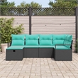 vidaXL Poly Rattan Sofa Set with Cushions in Black