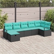 vidaXL Poly Rattan Sofa Set with Cushions in Black
