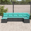 vidaXL Poly Rattan Sofa Set with Cushions in Black